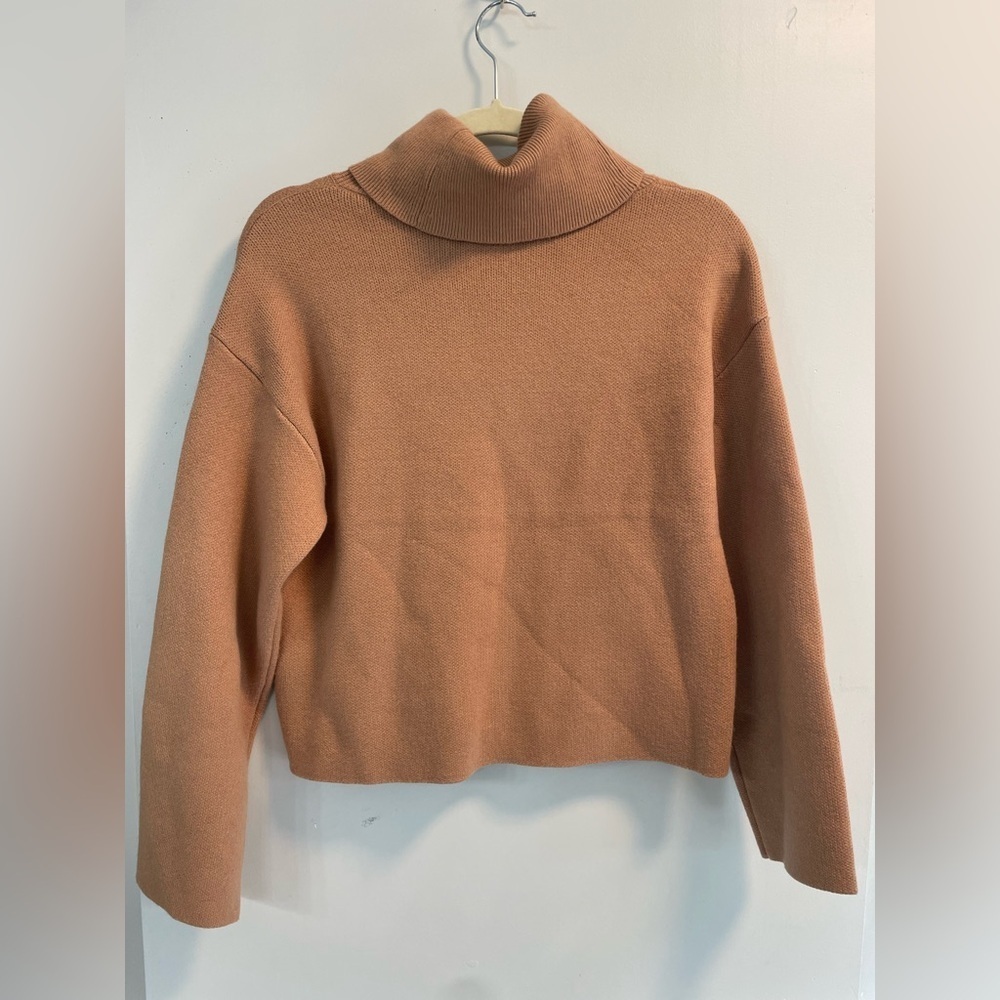 Truth by Republic, Small, caramel color pouch pocket cowl turtleneck sweater - Picture 6 of 8